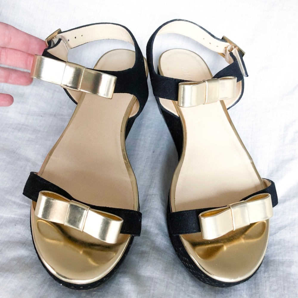 Jimmy Choo Platform Black Gold Bow Size 8